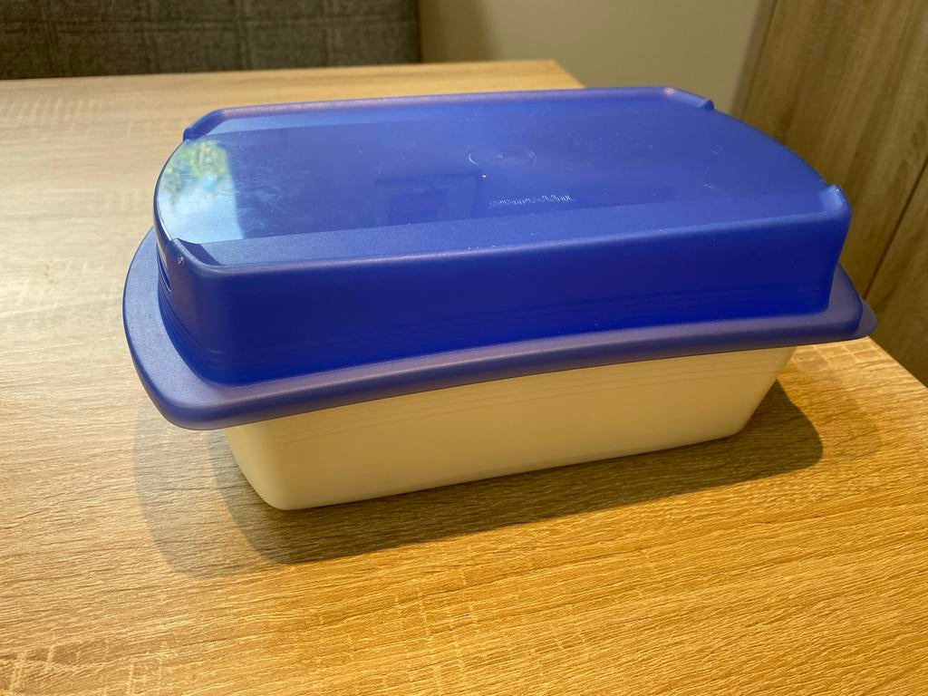Tupperware bewaardoos met rooster en deksel, Ophalen, Gebruikt, Blauw, Bus of Trommel