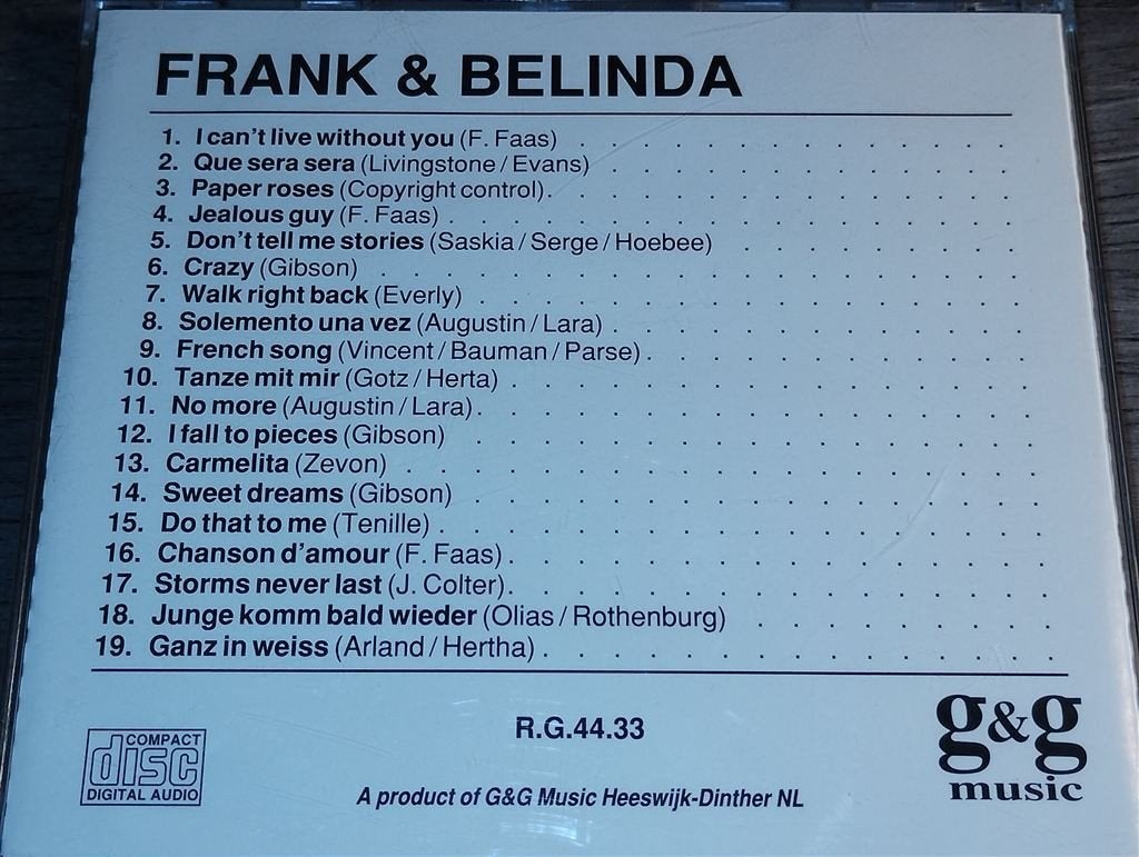 Frank & Belinda, Ophalen of Verzenden, Zo goed als nieuw