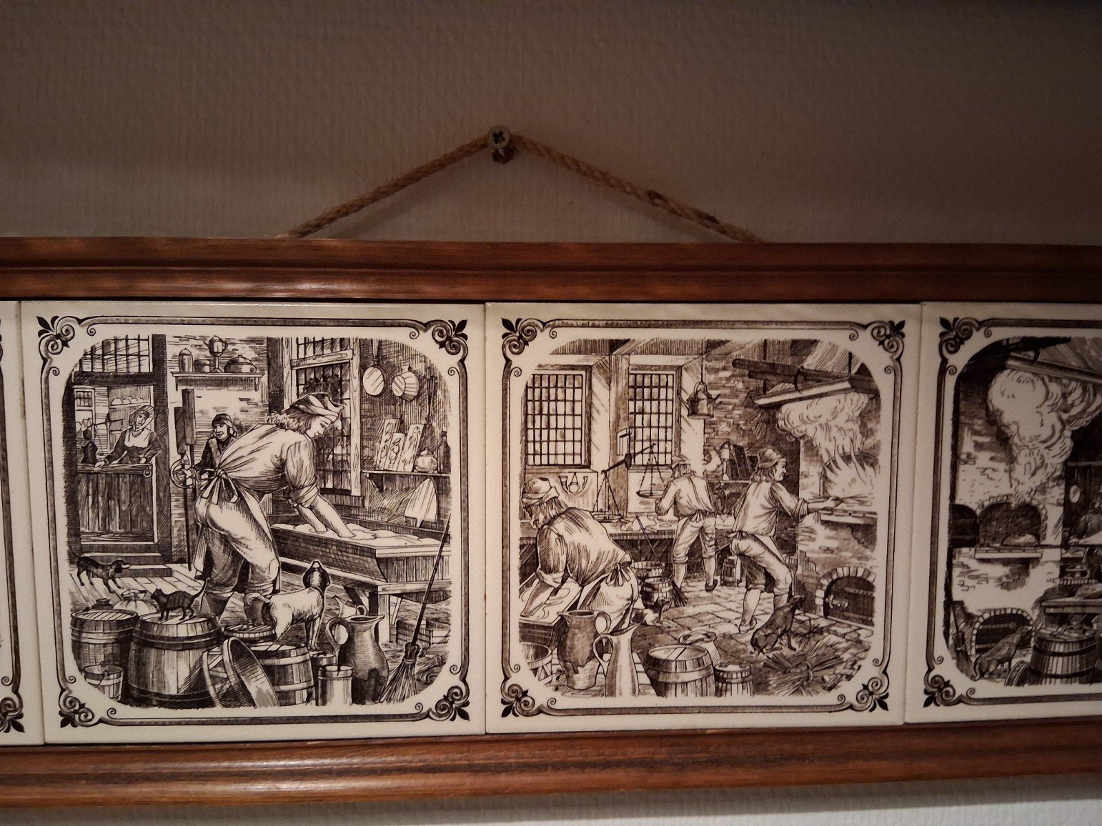 Antieke Delfts Blauwe Tegeltableau  Ambachten Hoorn bakkerij, Ophalen