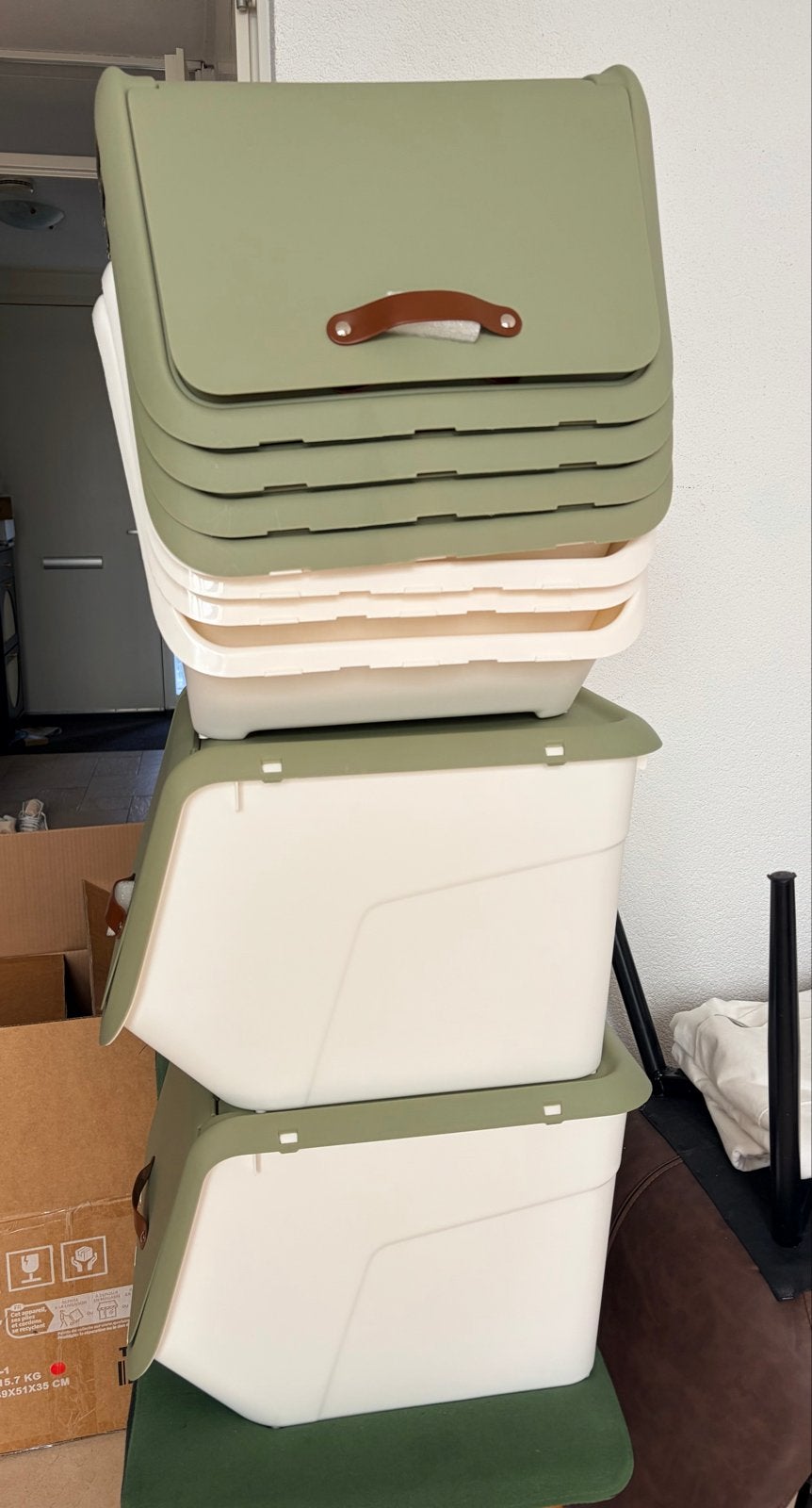 3x Groene PP Opbergboxen - 38x46x31 cm, Nieuw, Ophalen of Verzenden, 5 – 50, Minder dan 50 cm