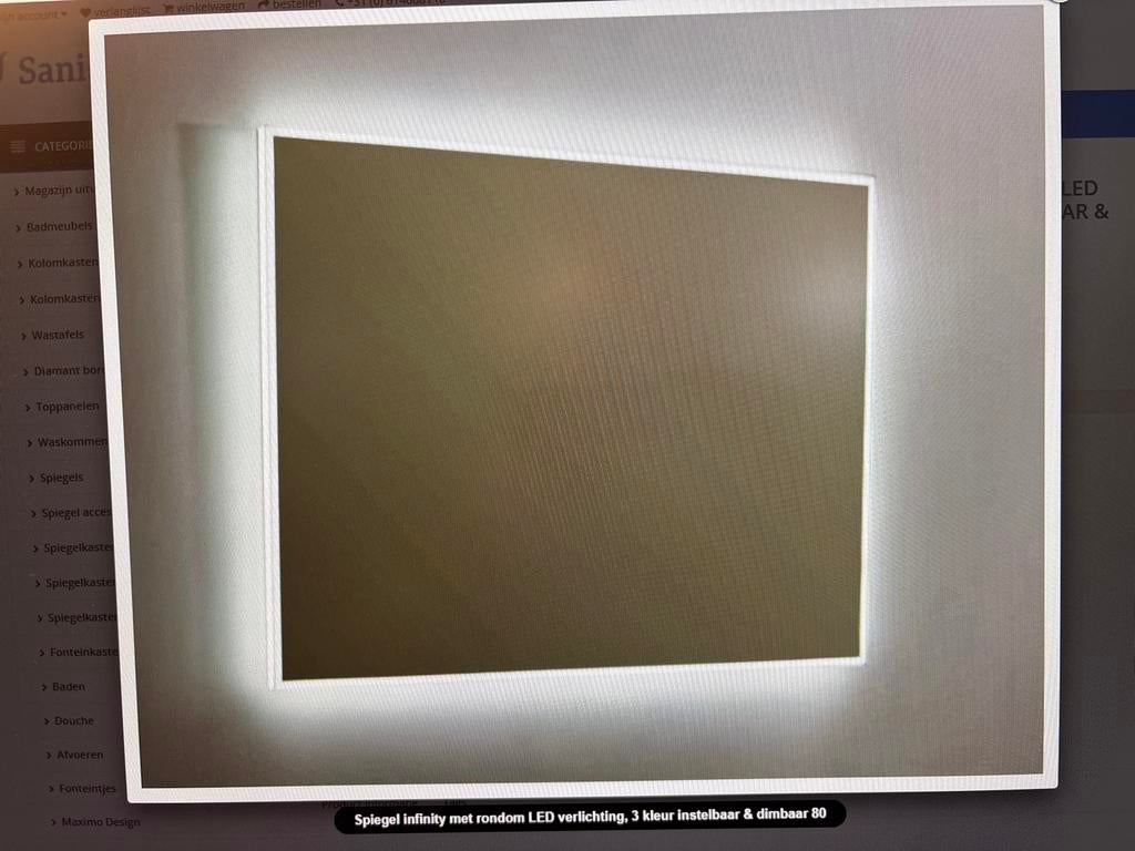 Spiegel met rondom LED Verlichting 80x70cm - Dimbaar 3 kleur, Nieuw, Ophalen of Verzenden, 75 tot 100 cm, Minder dan 100 cm