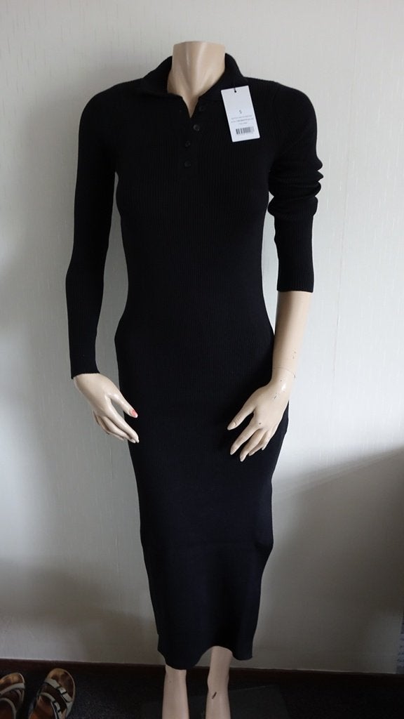 nieuwe zwarte lange NA-KD polojurk, NA-KD, Verzenden, Zwart, Nieuw