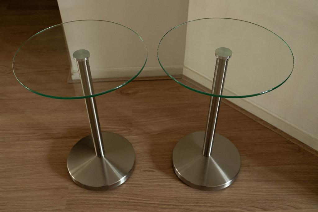 Set van 2 ronde bijzettafels/nachttafeltjes Ø40 x H56cm, Huis en Inrichting, Tafels | Bijzettafels, Minder dan 55 cm, Rond, Modern, design
