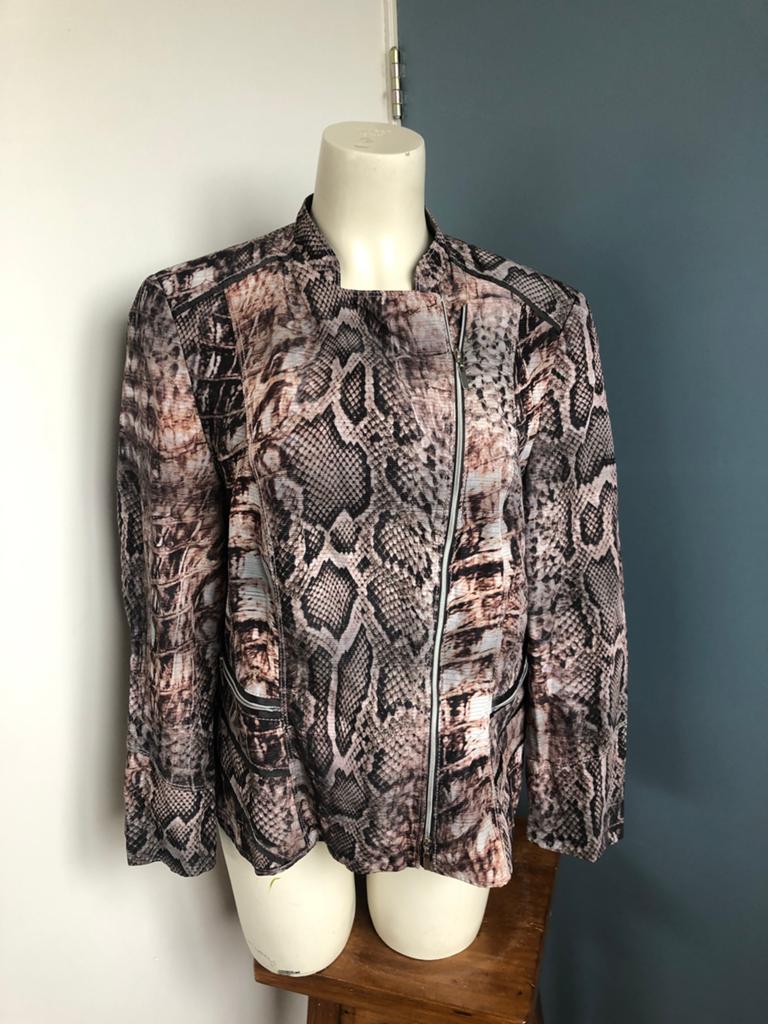 Gerry weber snake slangenprint jasje 44 grijs taupe bruin, Bruin, Maat 42/44 (L), Ophalen of Verzenden, Zo goed als nieuw