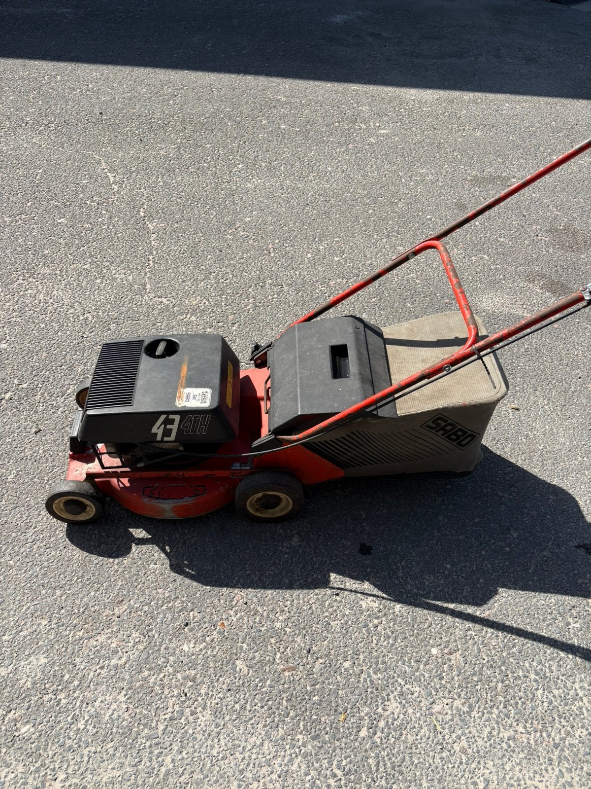 Sabo 43 grasmaaier 4-takt, Tuin en Terras, Grasmaaiers, Ophalen, Cirkelmaaier, Gebruikt, 40 t/m 49 cm