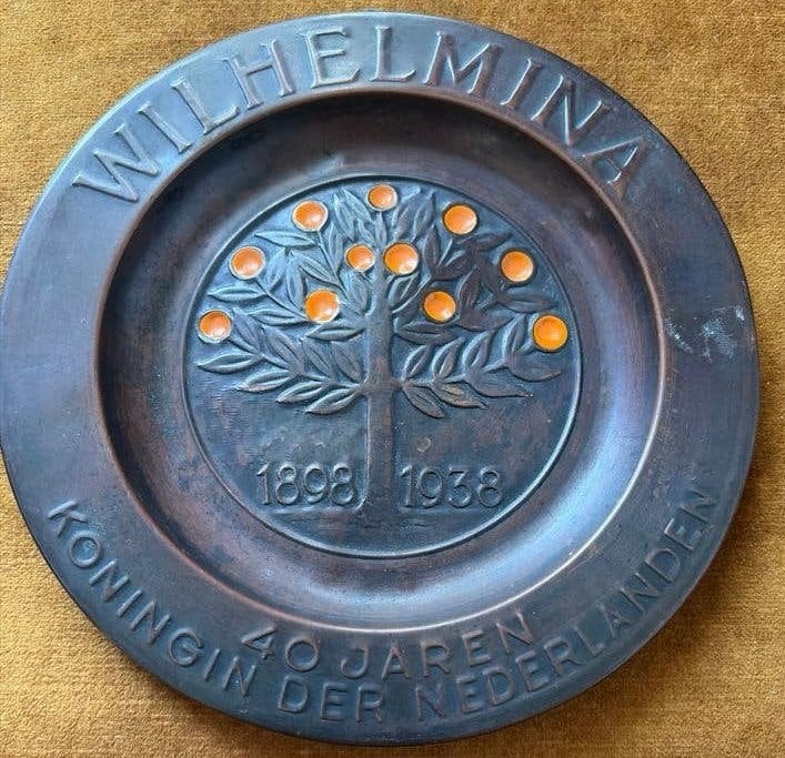 Herdenkingsplaat Wilhelmina 40 jaar Koningin, Ophalen of Verzenden