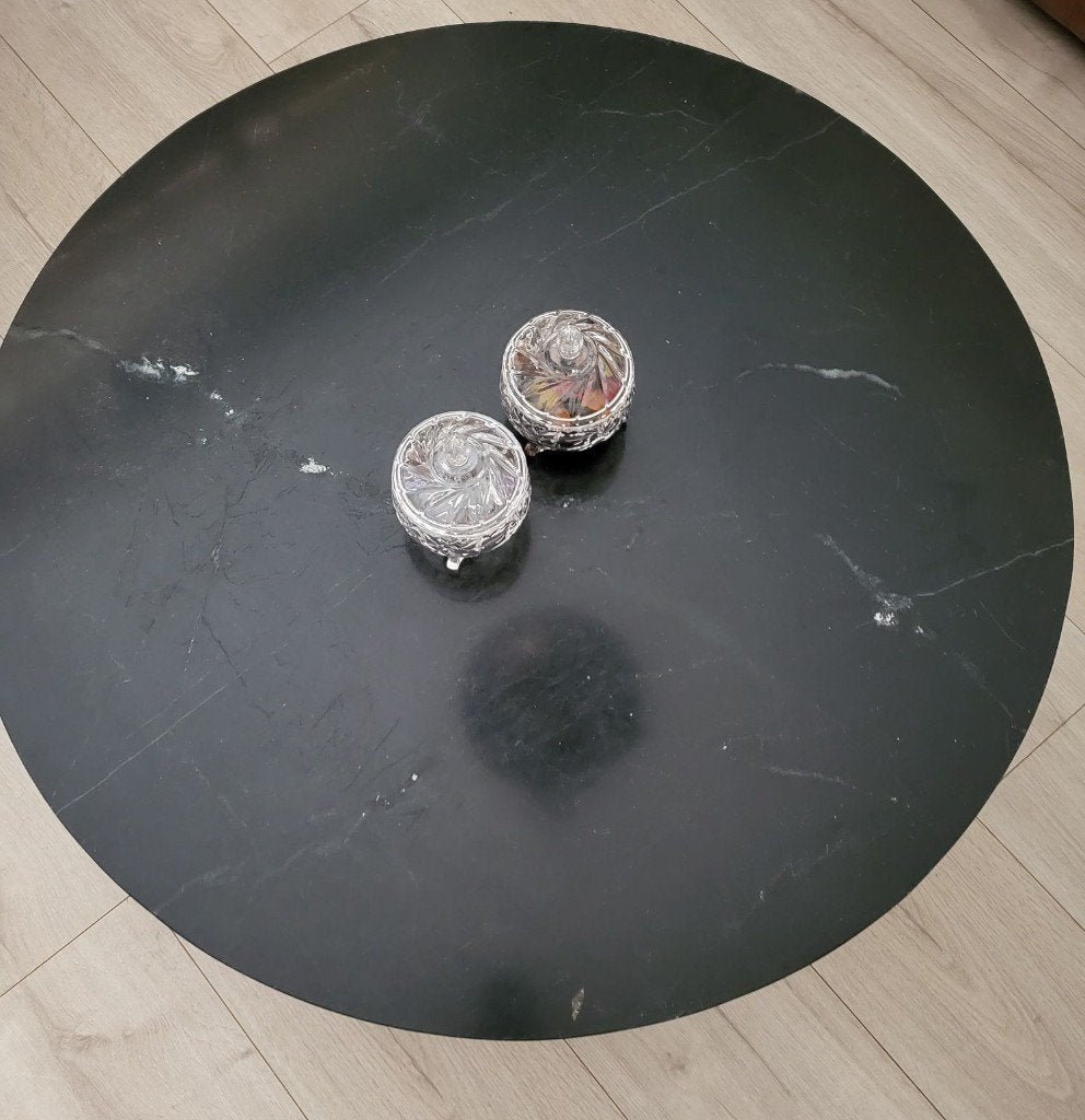 Marmeren ronde salontafel 90 cm., Ophalen, Gebruikt, 50 tot 100 cm, Overige materialen