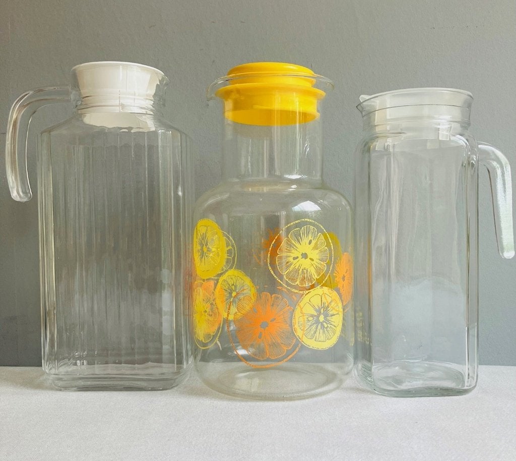 Pyrex Luminarc vintage glazen water-, sap-, melkkannen glas, Huis en Inrichting, Keuken | Servies, Glas of Glazen, Ophalen of Verzenden