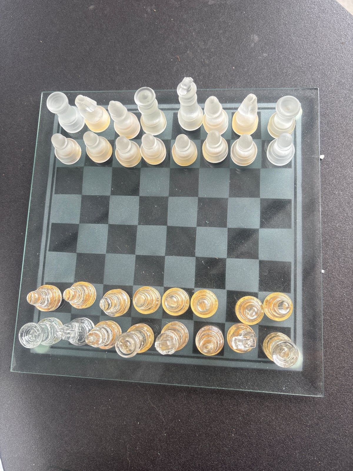 Glazen schaakspel met schaakbord, Een of twee spelers, Ophalen of Verzenden, Nieuw