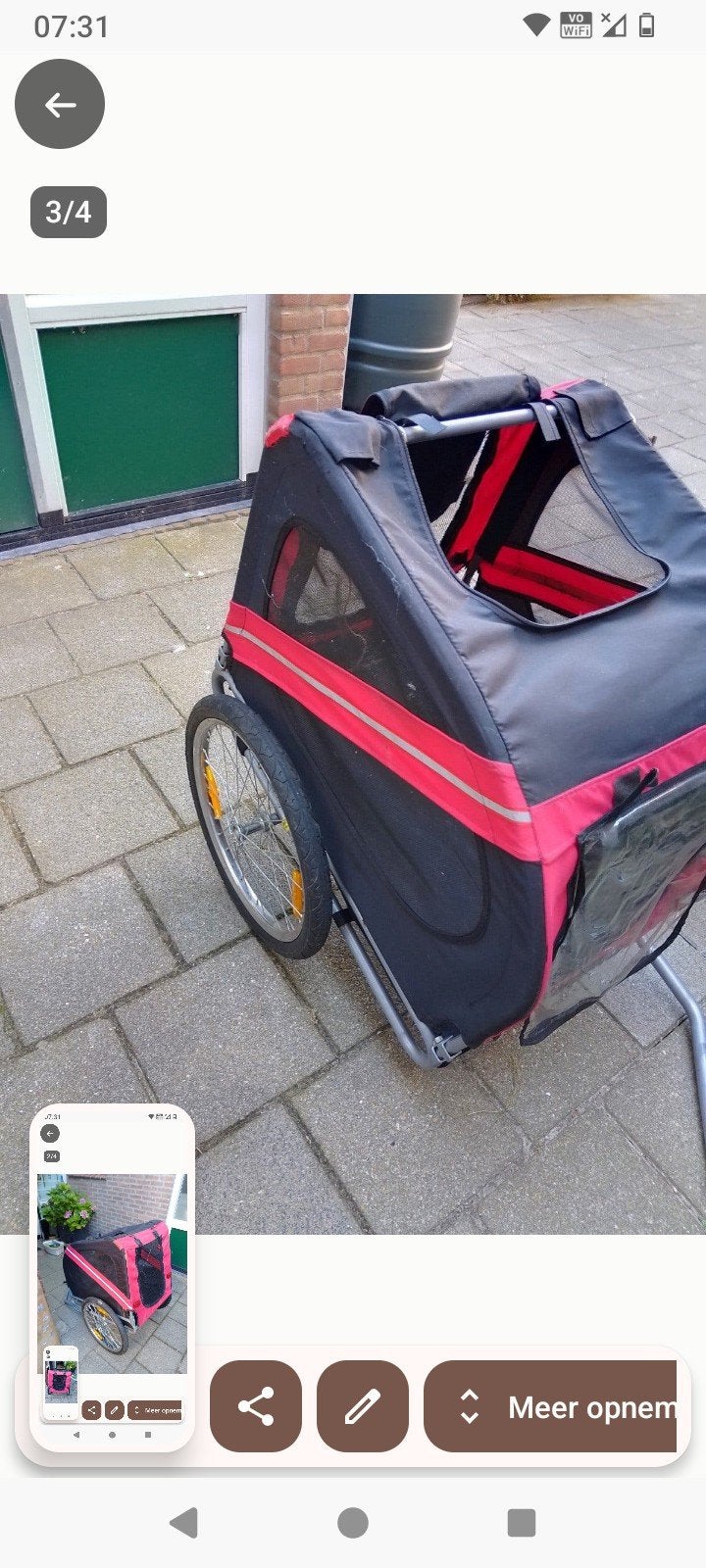 Rode fietskar voor huisdieren - Compleet en in goede staat, Ophalen, Gebruikt, Vering, 20 tot 40 kg
