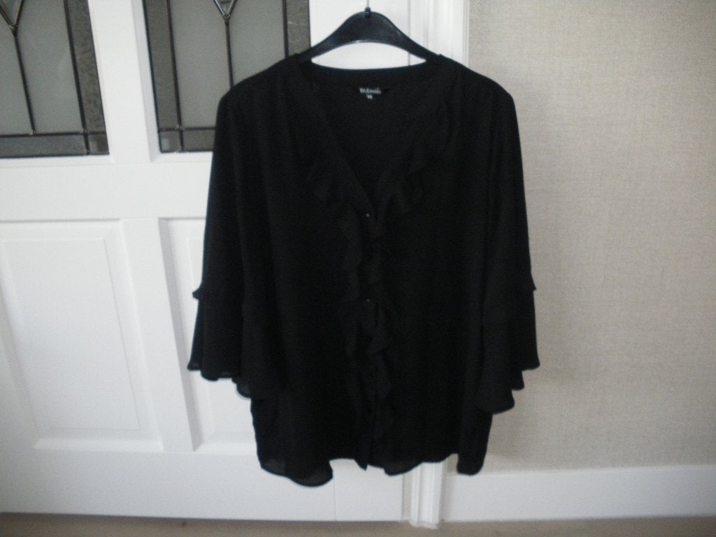 nieuw mooie zwarte najaars blouse met rouges ms mode mt 42, Ophalen of Verzenden, Nieuw, Maat 42/44 (L), Zwart