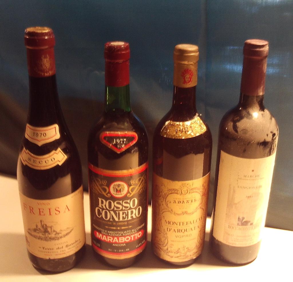 4 Oude Flessen Rode Italiaans Wijnen van 1970 tot 2003, Verzamelen, Wijnen, Zo goed als nieuw, Rode wijn, Vol, Italië
