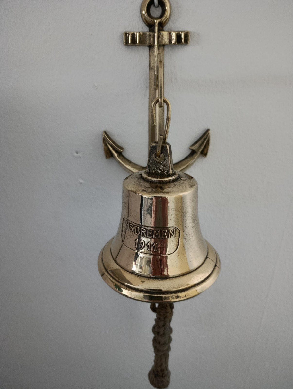 oude koperen Bel met ophang Anker, Antiek en Kunst, Antiek | Koper en Brons, Ophalen of Verzenden