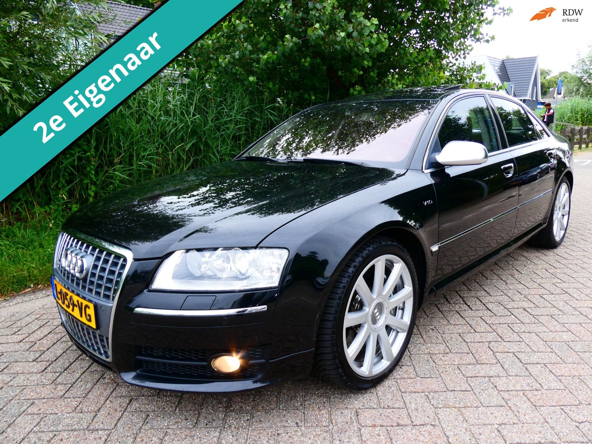 Audi A8 5.2 S8 V10 450pk 4WD 2e eig. Leder Navi Schuifdak Xe, Auto's, Automaat, Gebruikt, 5204 cc, Automatische klimaatregeling