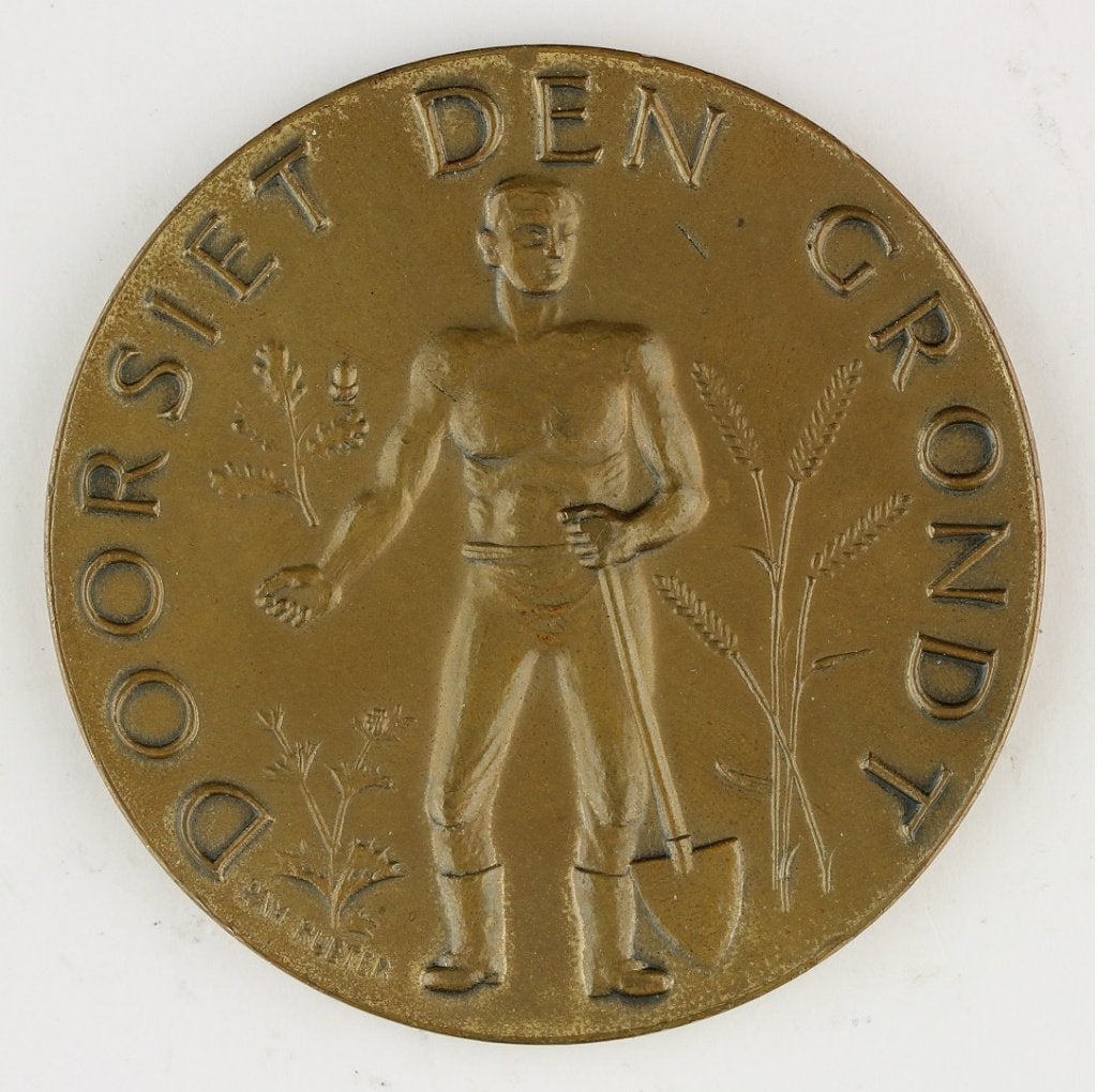 Penning Pam Rueter : 40-jarig bestaan N.V. Grontmij, 1955, Verzenden, Brons, Nederland