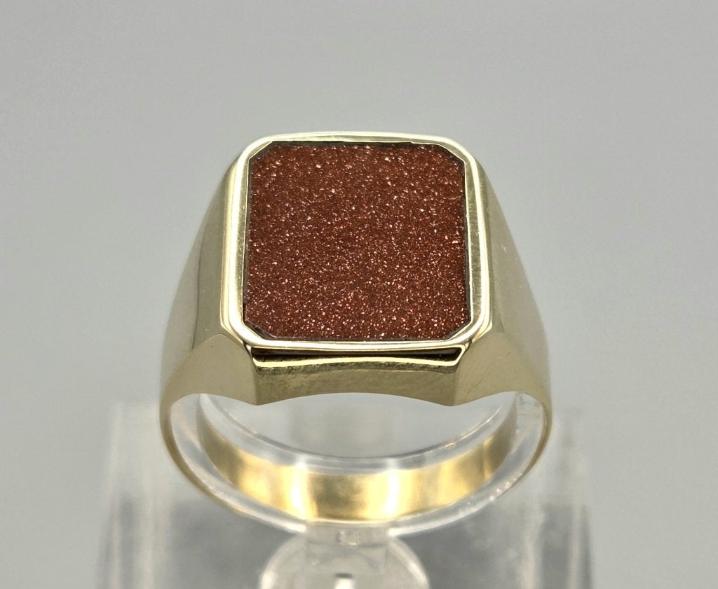 Vintage gouden heren zegelring met goudsteen. 2026/669, Overige kleuren, Ophalen of Verzenden, Zo goed als nieuw, .