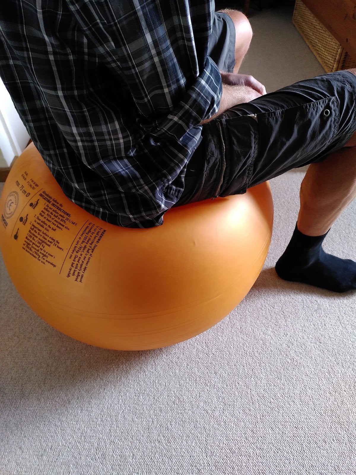 Zitbal 75 cm, ergonomische bureaustoel, Ophalen of Verzenden, Ergonomisch, Gebruikt, Geel