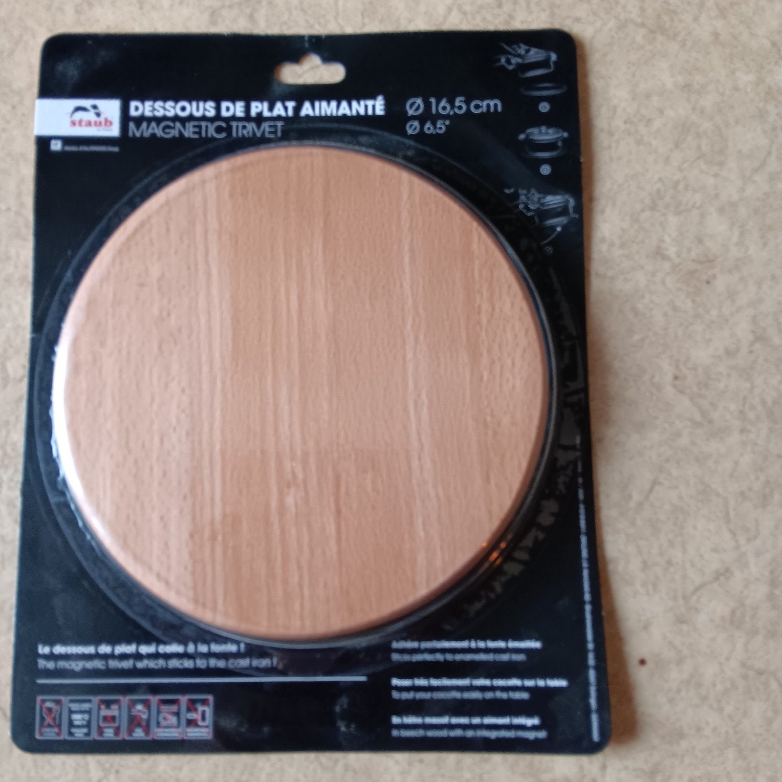 Staub Magnetische Onderzetter Hout Ø 16,5 cm, Overige typen, Hout, Nieuw, Ophalen of Verzenden