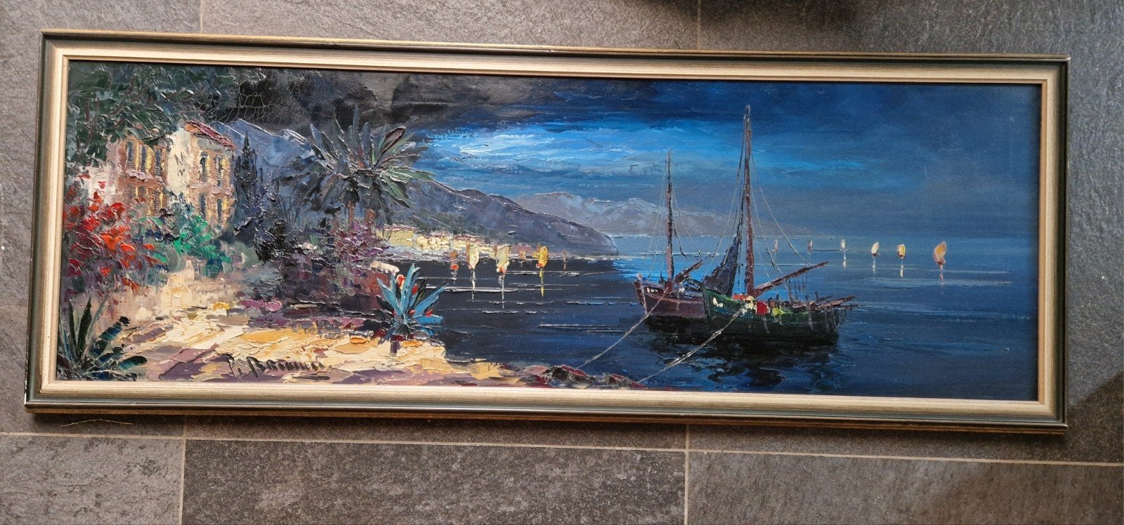 Origineel olieverfschilderij 121 x 45 cm, OPHALEN TEAB!, Ophalen