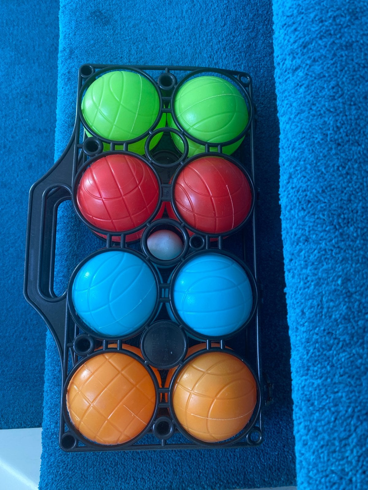 Jeu de boule set met 8 ballen en draagrek, Ophalen of Verzenden, Zo goed als nieuw