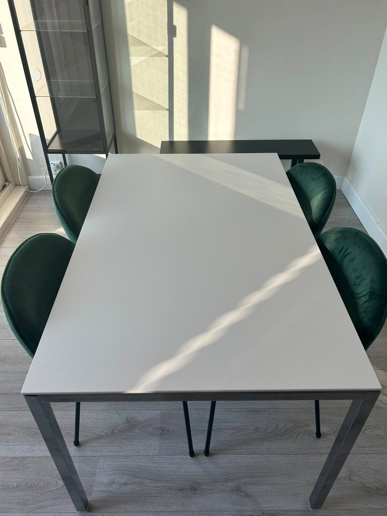 IKEA TORSBY eettafel wit keramiek 135x85 cm, Ophalen, 100 tot 150 cm, 50 tot 100 cm, Zo goed als nieuw