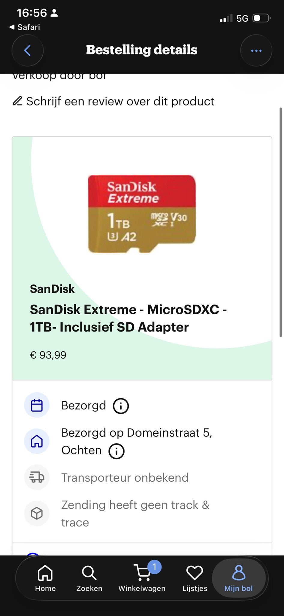SanDisk Extreme MicroSDXC 1TB met SD Adapter, Ophalen, 1 TB of meer, Nieuw, Geschikt voor 4K video