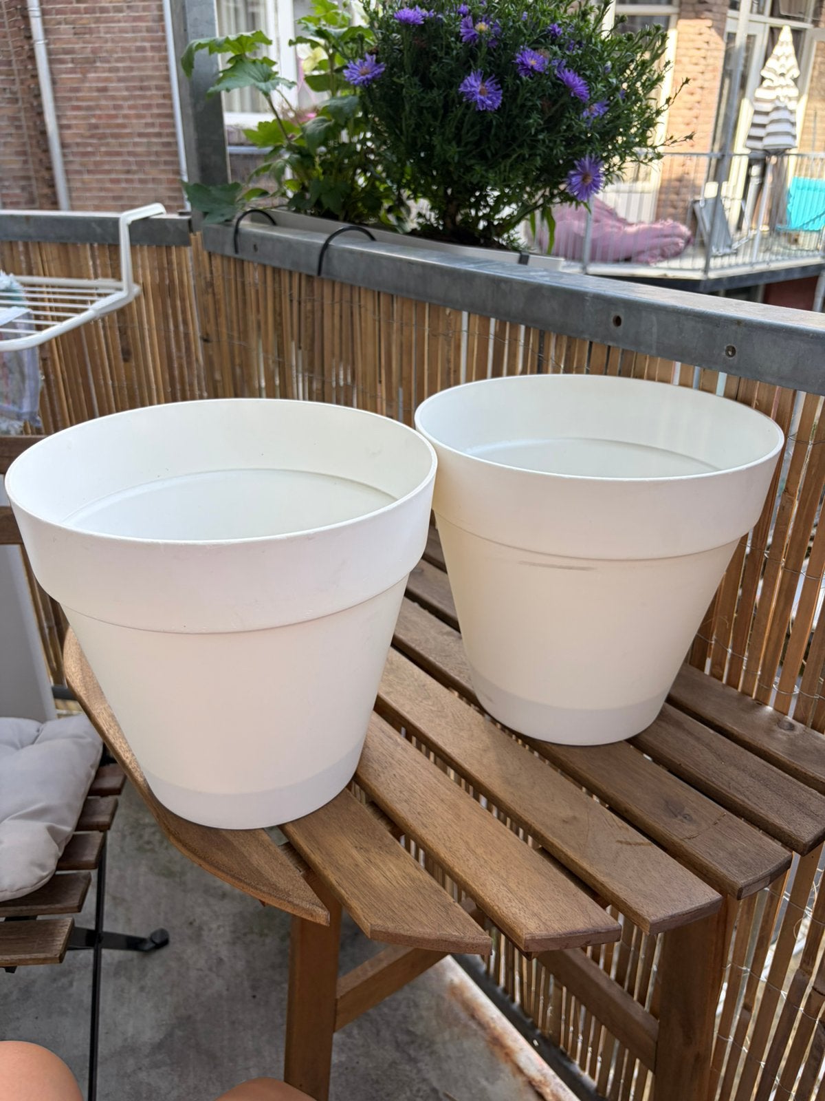 2x witte Elho Loft Urban 25 cm -, Tuin en Terras, Ophalen, Kunststof, Rond, Zo goed als nieuw