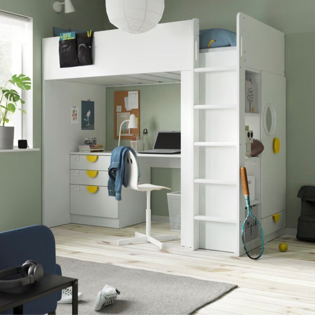 IKEA SMÅSTAD hoogslaper met bureau, kast + matras 90x200
Hoo, Ophalen, Zo goed als nieuw, Hoogslaper