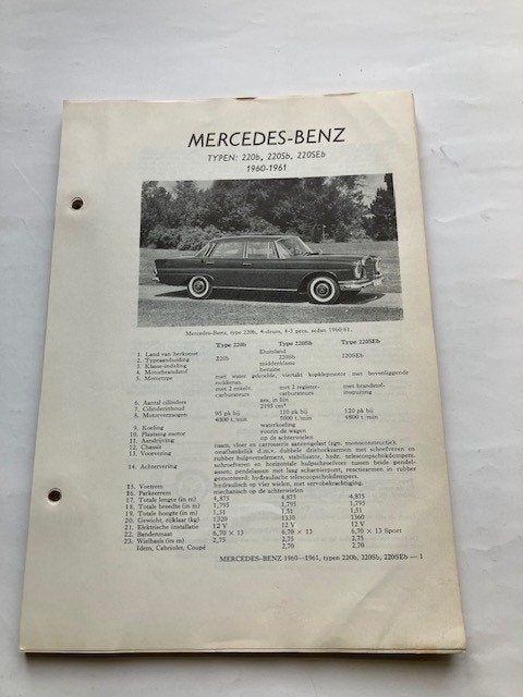 VraagbaakMercedes2020b - 220 Sb - 220 SEb  1960 - 1961, Ophalen of Verzenden