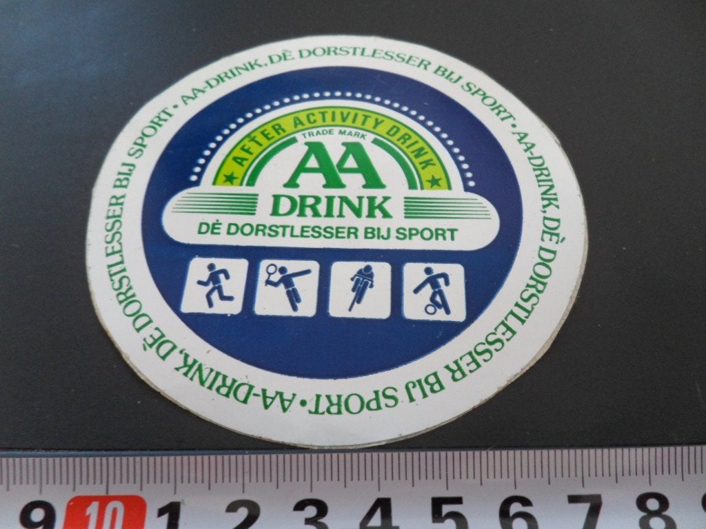 sticker AA DRINK dorstlesser bij sport tennis fiets voetbal*, Ophalen of Verzenden, Zo goed als nieuw
