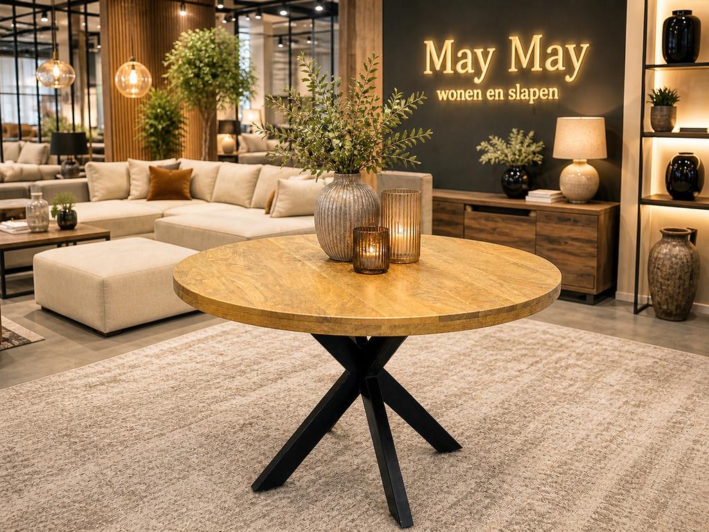 Eettafel rond 110 Vlak tafelblad Mango Direct leverbaar 7369