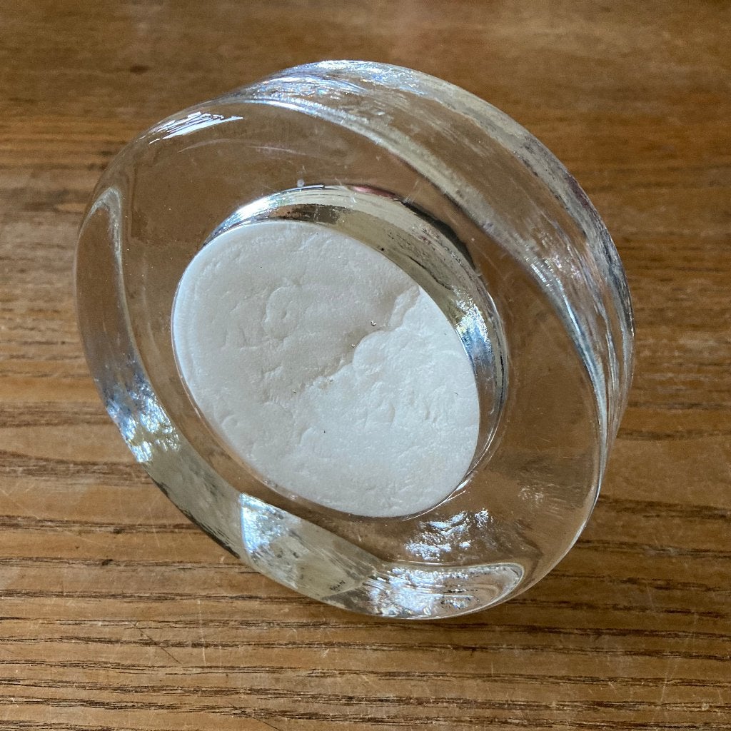 Vintage ijsglas glazen fotolijst Ø13cm, 4 cm dik (Øfoto 8cm), Antiek en Kunst, Antiek | Glas en Kristal, Ophalen of Verzenden