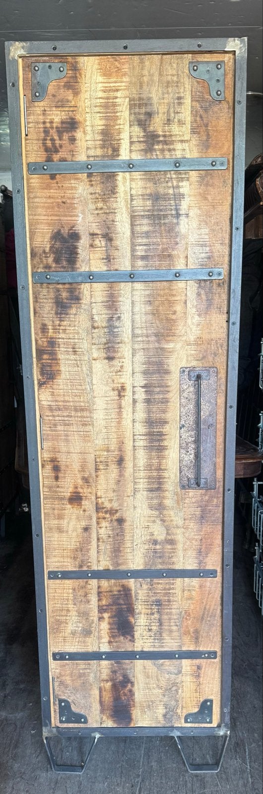 Staande kast mangohout met 3 planken 180x51x41 cm, Ophalen of Verzenden, Gebruikt