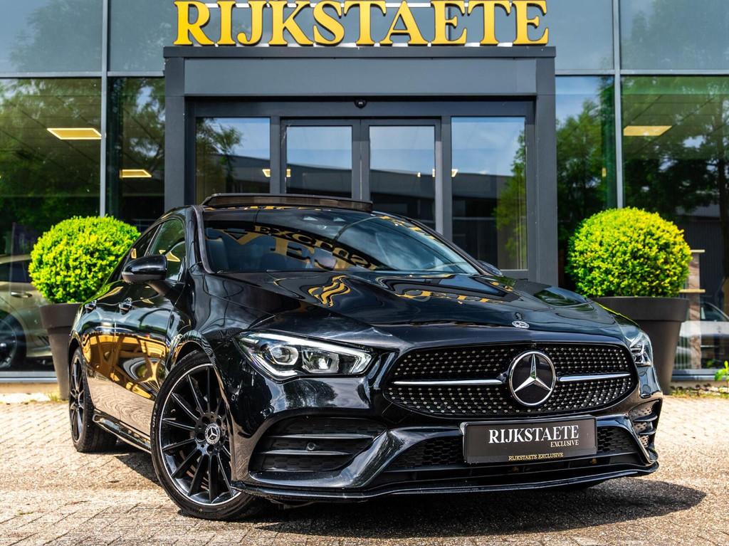 Mercedes CLA-klasse 220 Premium AMG|PANO|BURMESTER|360|19'', Auto's, Mercedes-Benz, Gebruikt, Zwart, Leder, Bedrijf