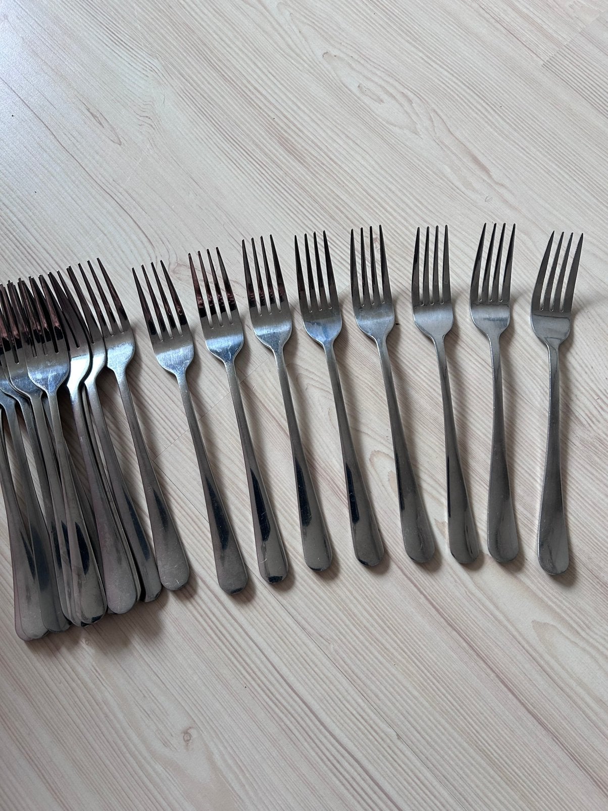 Partij vorken 21 stuks, Ophalen of Verzenden, Gebruikt, Rvs of Chroom
