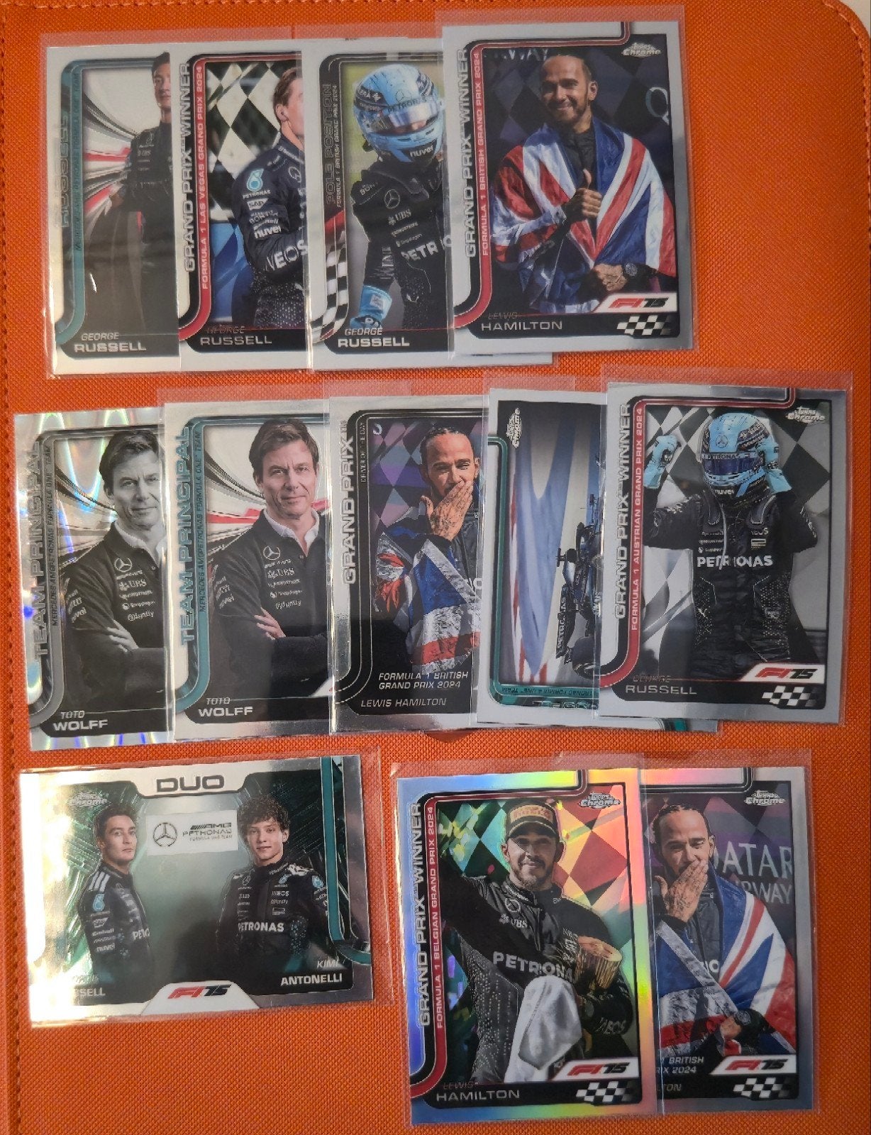 Topps chrome f1 2025 mercedes, Ophalen of Verzenden, Zo goed als nieuw, Meerdere plaatjes