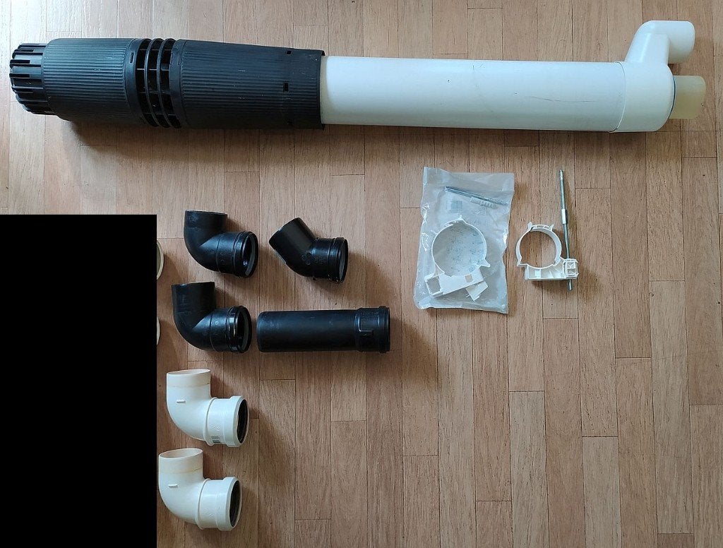 Ubbink CV 80mm Rookgas afvoer en aanvoer delen + dakdoorvoer, Minder dan 30 cm, Hoog rendement (Hr), Cv-ketel of Combi-ketel, Minder dan 60 cm
