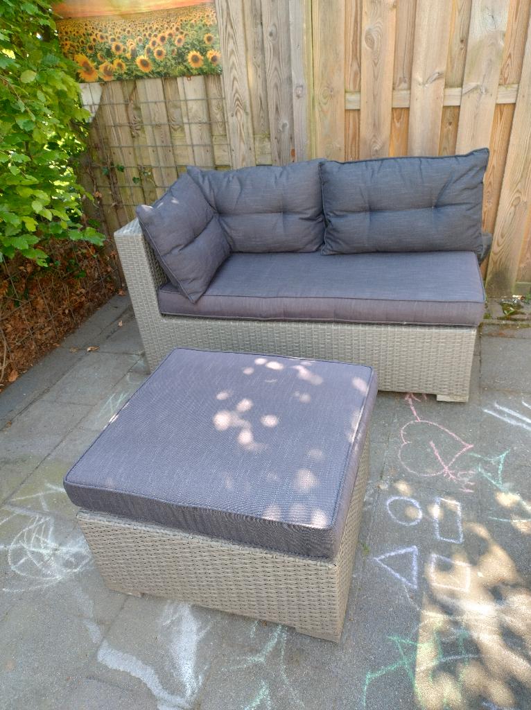 Leuk balkon- of tuinsetje, Tuin en Terras, Tuinsets en Loungesets, Gebruikt, Bank, Loungeset, Wicker