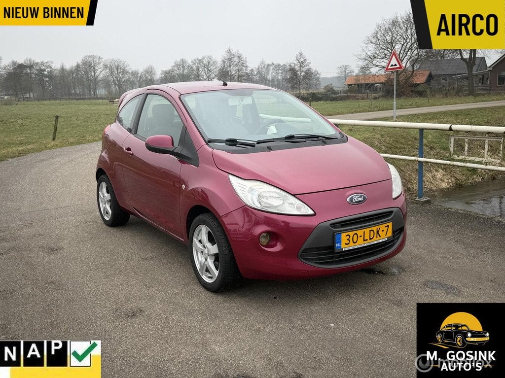 Nette Ford Ka 1.2 Titanium Airco Apk 18-03-2027, Auto's, Voorwielaandrijving, Gebruikt, 1242 cc, 4 stoelen