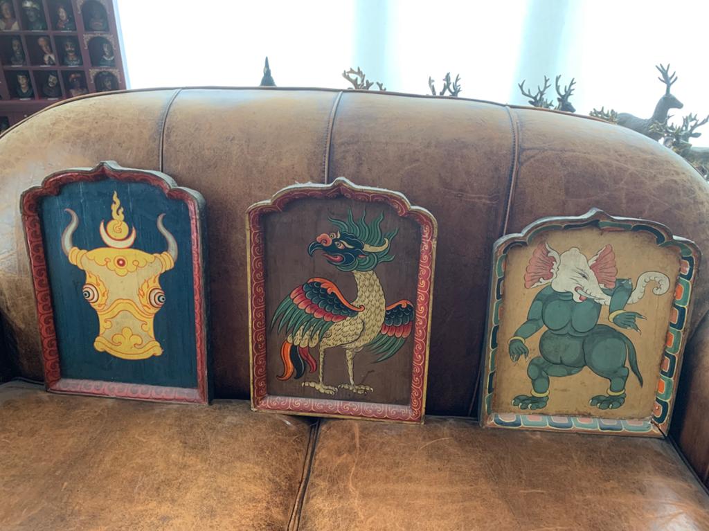 Unieke set 7 handbeschilderde Tibetaanse Nepalese panelen, Ophalen