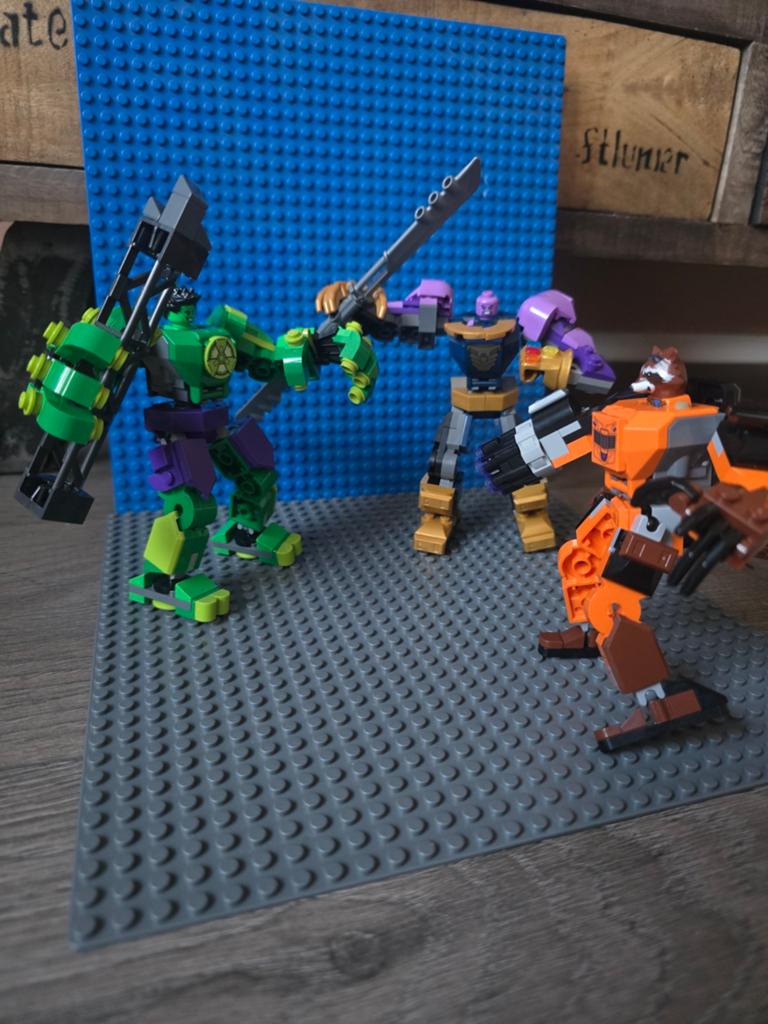 LEGO Marvel Mechs: Rocket, Hulk en Thanos - Set van 3, Ophalen of Verzenden, Zo goed als nieuw, Overige merken