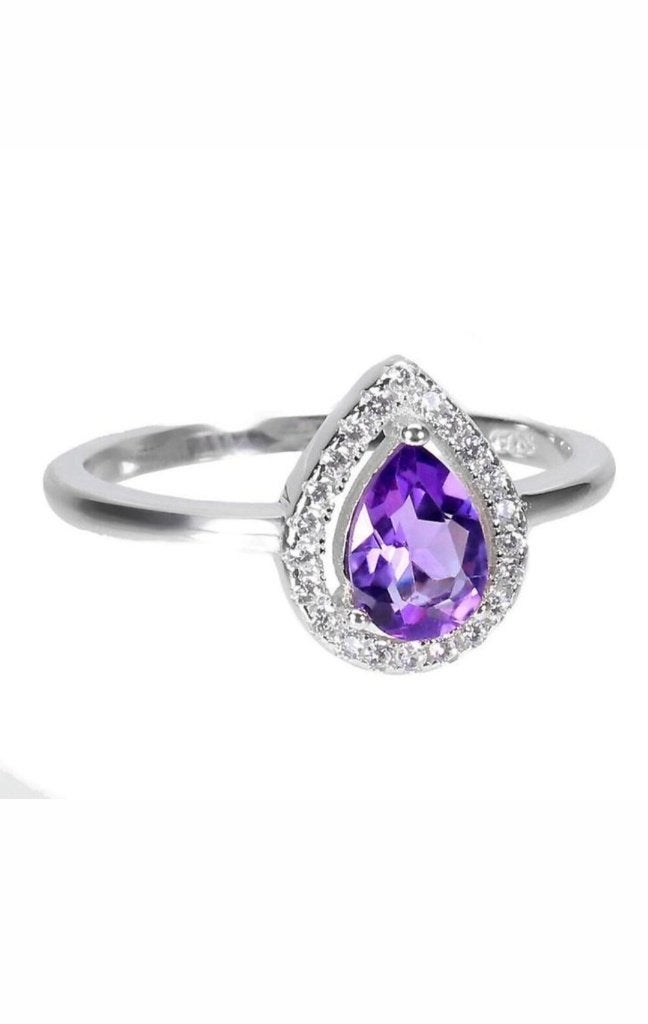 Zilveren ring maat 17 mm met natuurlijke amethist, Verzenden, Nieuw, 17 tot 18, Met edelsteen
