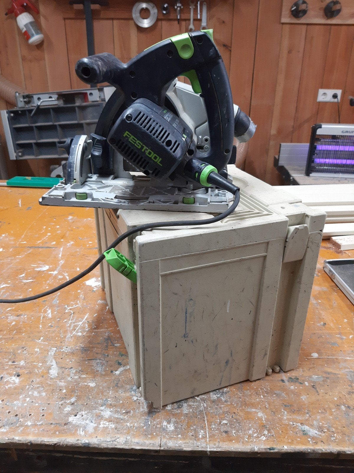 Festool Invalzaag TS 55 EBQ in Systainer, Doe-het-zelf en Verbouw, Ophalen, Gebruikt, Invalzaag, 1200 watt of meer