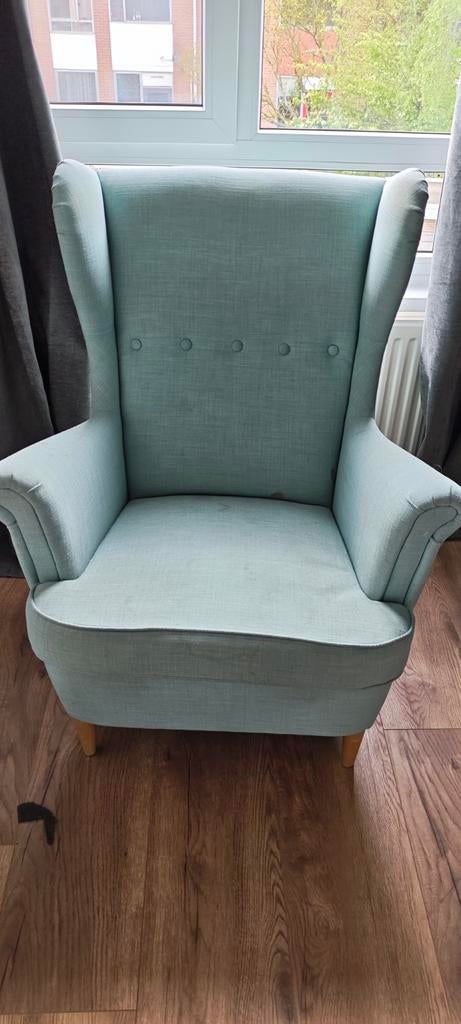 Gratis IKEA fauteuil Strandmon - Comfortabele stoel, Huis en Inrichting, Fauteuils, Gebruikt, Stof, 75 tot 100 cm, 75 tot 100 cm