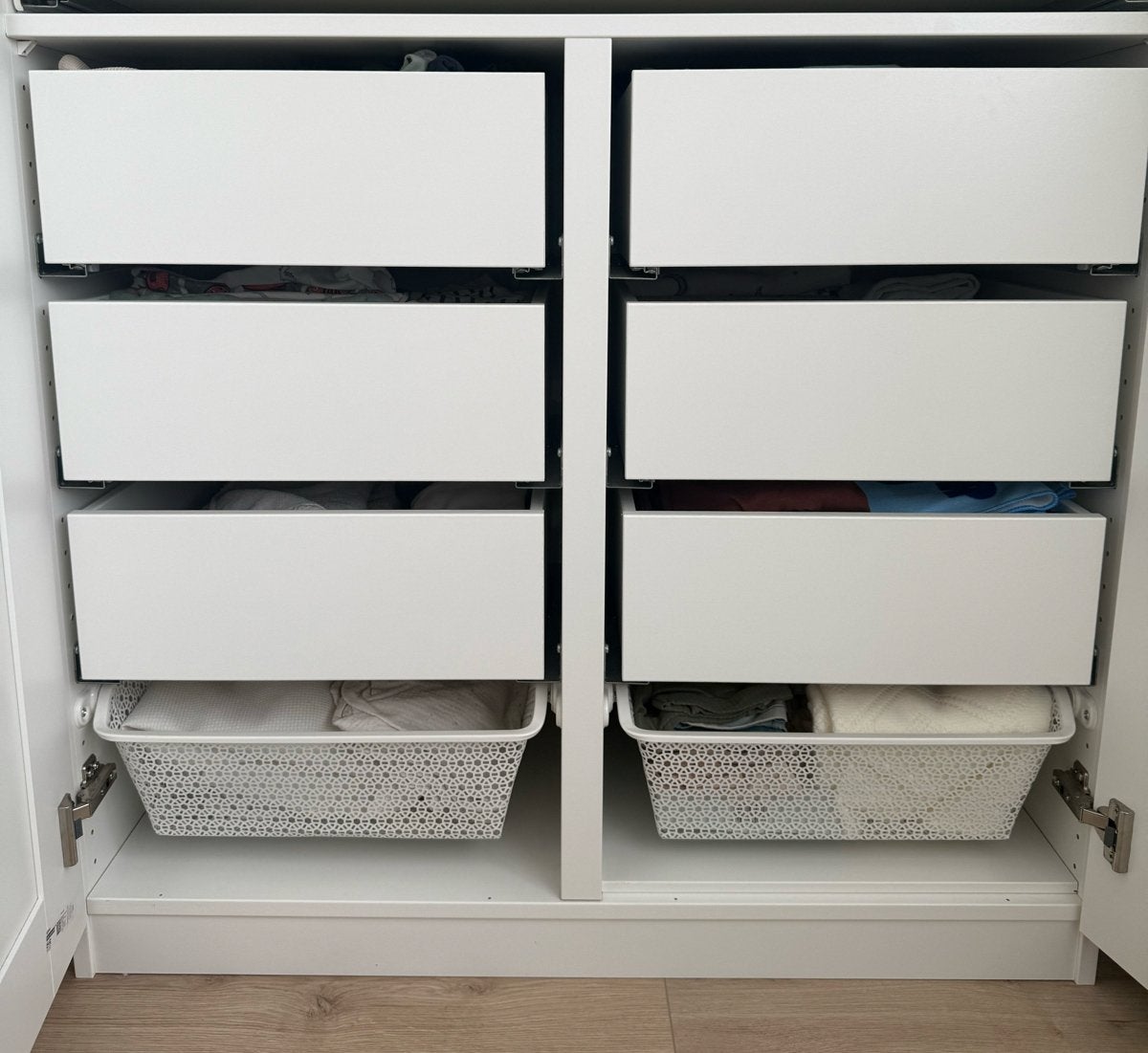 Witte dubbele PAX kast verdeler incl 6 lades en 2 mandjes, Huis en Inrichting, Kasten | Kledingkasten, Ophalen, Overige materialen