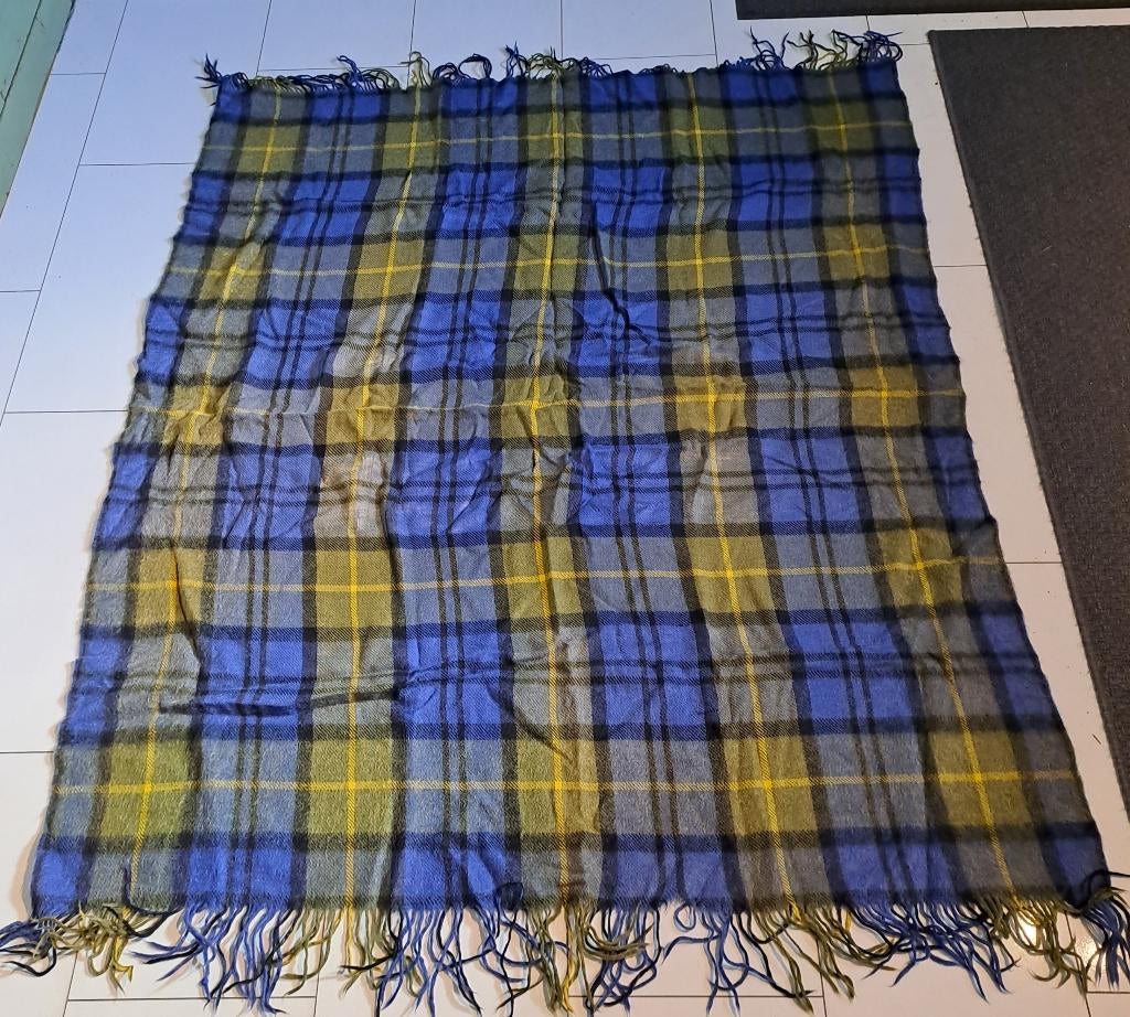 Vintage geruite deken 145 x 155 cm, Ophalen of Verzenden, Gebruikt