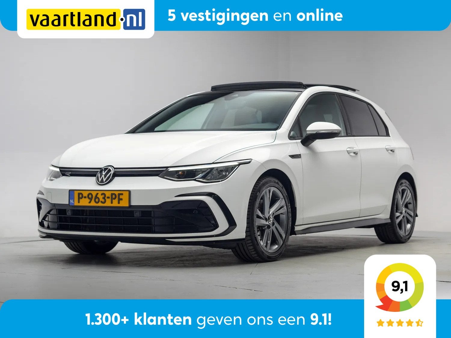 Volkswagen Golf 1.5 TSI R-Line Aut. [ Panoramadak Adapt.crui, Auto's, 4 cilinders, Wit, Bedrijf, 1252 kg