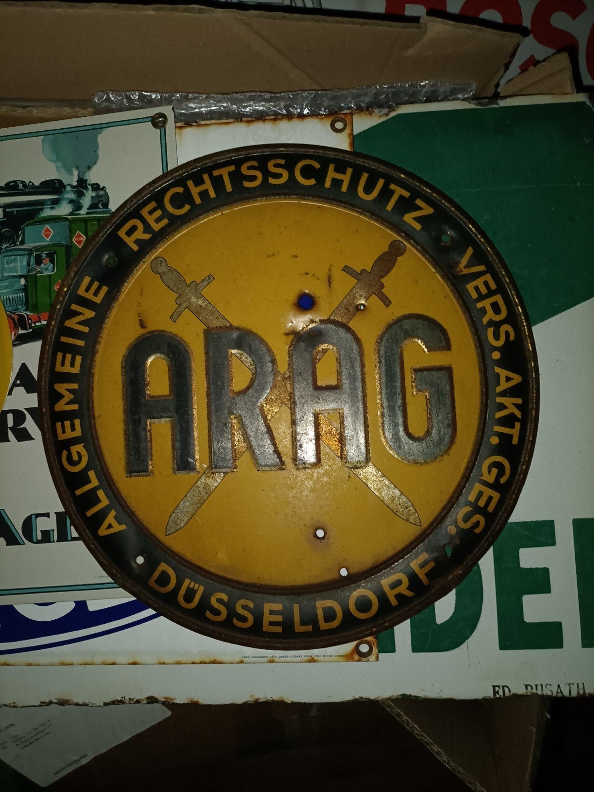 Emaille bord ARAG. Duitse ANWB, Verzamelen, Merken en Reclamevoorwerpen, Ophalen of Verzenden