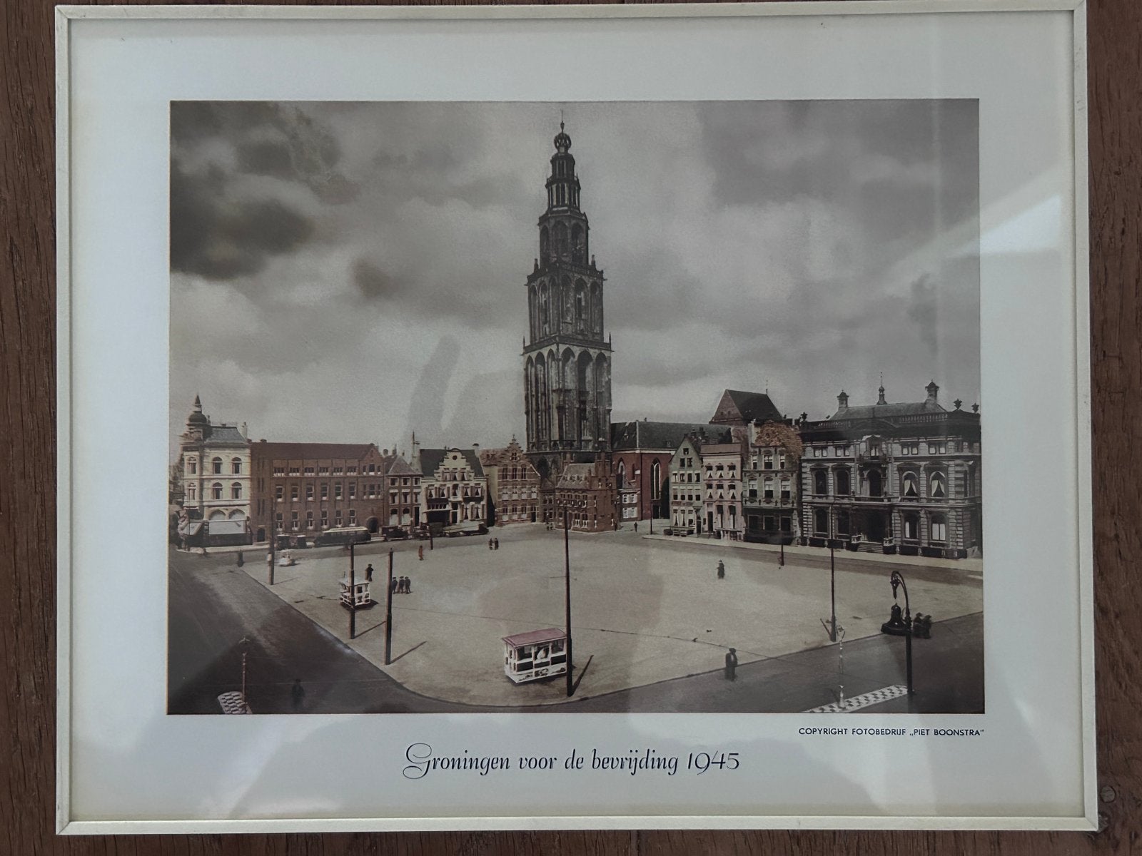 Grote markt in Groningen voor de bevrijding 1945, Minder dan 50 cm, Gebruikt, Ophalen of Verzenden, Foto of Poster