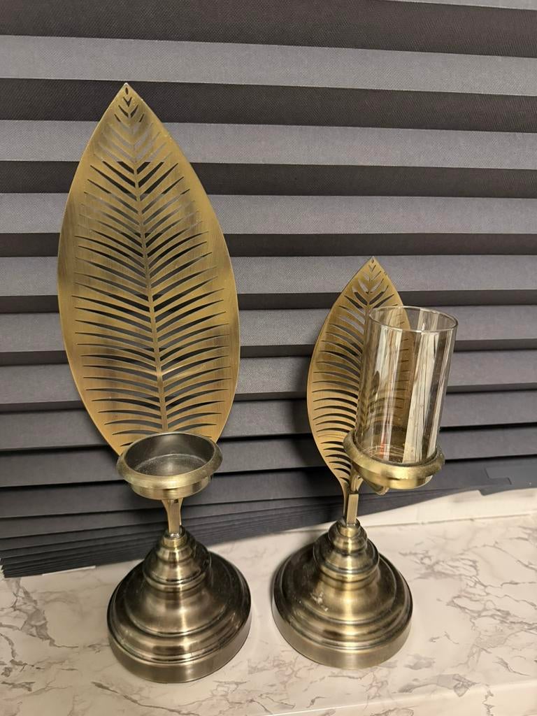 Kaarsenhouder goud twee stuks, Ophalen of Verzenden, Zo goed als nieuw, Overige materialen